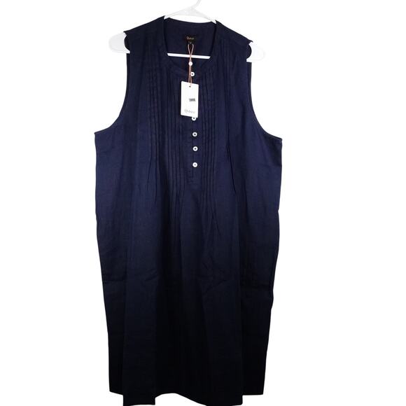 New Quince Women’s European Linen Sleeveless Swing Dress Deep Navy Blue XL 3909M - Picture 4 of 11